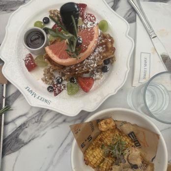 Sweet Maple - Chicken and Croffle // Corn - Breakfast & Brunch Near Me - Cupertino, California
