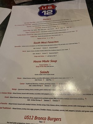 Menu photo 3 US 12 Bar And Grill Wayne, MI