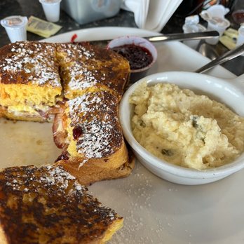 Texan Diner - Monte Cristo breakfast with jalapeño cheddar grits - Breakfast & Brunch Near Me - Haslet, Texas Texan Diner - Monte Cristo breakfast with jalapeño cheddar grits - Breakfast & Brunch Near Me - Haslet, Texas