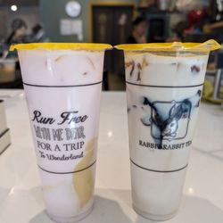 Rabbit Rabbit Tea - Strawberry buckwheat milk tea, Wintermelon with fresh milk