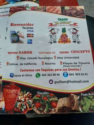 Menu photo 3 Tacos El Chino Tijuana, BCN