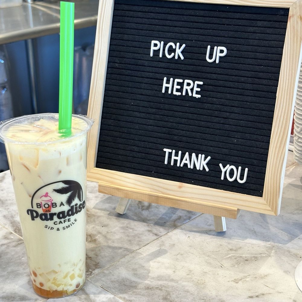 Boba Paradise Cafe - Mango milk tea with boba - Bubble Tea Near Me - New Albany, Ohio