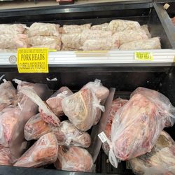 Juniors Supermarket - Cow heads for tacos de cabeza. Pig heads for pooled, goat heads for I don't know what.
