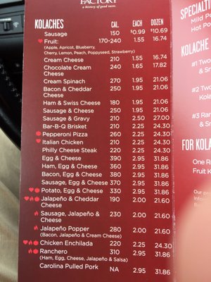 Menu photo 5 Kolache Factory Powdersville, SC