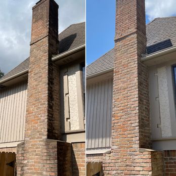 Kinda Nice Exterior Cleaning - Before and after of a brick chimney we pressure washed in spring TX near Houston! - Window Washing Near Me - Houston, Texas Kinda Nice Exterior Cleaning - Before and after of a brick chimney we pressure washed in spring TX near Houston! - Window Washing Near Me - Houston, Texas