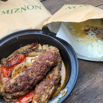 Miznon - Lamb Kebab Pita (in bag)  and  Run over Potato with sour cream - Mediterranean Near Me - New York, New York