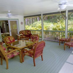 Ohia House Bed and Breakfast - Your private screened lanai, just off your suite.  Where breakfast is served to you each morning.