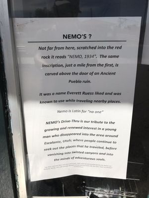 Menu photo 1 Nemo's Escalante, UT