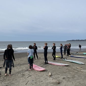 Bolinas Surf Lessons - Nick teaching the kids on todays conditions, strategies, Stinson vs Bolinas, safety etc. - Surf Schools Near Me - Bolinas, California Bolinas Surf Lessons - Nick teaching the kids on todays conditions, strategies, Stinson vs Bolinas, safety etc. - Surf Schools Near Me - Bolinas, California
