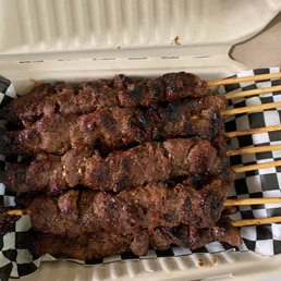 Beef skewers very tender and delicious