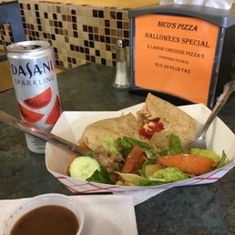 Nico's for lunch. Fast friendly service, delicious chicken, pepper and mozzarella wrap! YUM. Nico's for lunch. Fast friendly service, delicious chicken, pepper and mozzarella wrap! YUM.