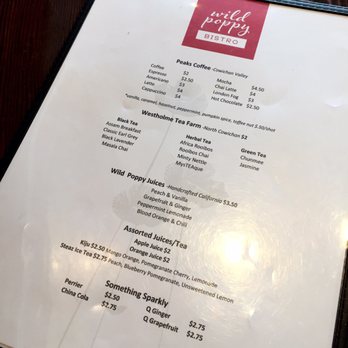 Wild Poppy Market - April 2017 menu (beverages) - Bakeries Near Me - Ladysmith, British Columbia