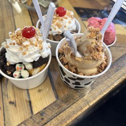 Riverview Cafe - Caramel Sundaes with select toppings; peanut butter soft serve with select toppings.