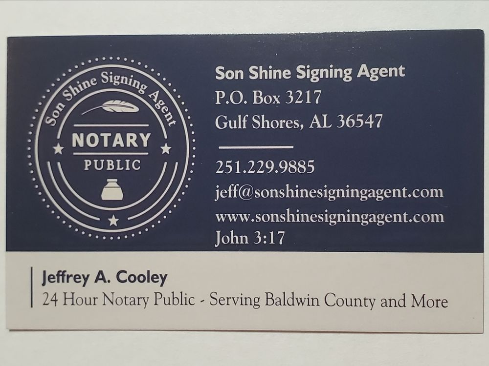 SON SHINE SIGNING AGENT Updated June 2024 Gulf Shores, Alabama
