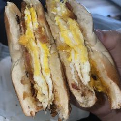 Coffee Barn Cafe - Bacon, Egg & Cheese on a Plain Bagel