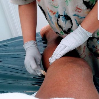Umi Nails - 12/3/22 Nina applying the Honey Wax to my inner thigh. - Nail Salons Near Me - Annandale, Virginia