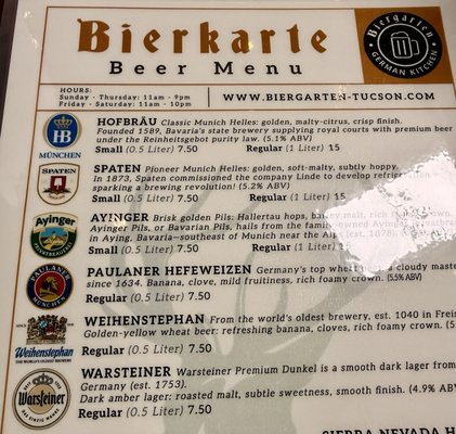 Menu photo 1 Biergarten Tucson, AZ Menu photo 1 Biergarten Tucson, AZ