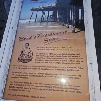 Brad's Restaurant - Front of the menu - Seafood Near Me - Pismo Beach, California