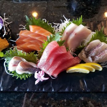 Sakura Grill - California Uni, Bronzini, Yellow Tail, Tuna, Salmon and Madai (Japanese red snapper)... beautiful plate of fish.! - Japanese Near Me - Ashburn, Virginia Sakura Grill - California Uni, Bronzini, Yellow Tail, Tuna, Salmon and Madai (Japanese red snapper)... beautiful plate of fish.! - Japanese Near Me - Ashburn, Virginia