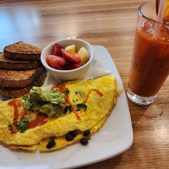 Silver Diner - Oaxaca omelet and carrot juice - Diners Near Me - Chantilly, Virginia