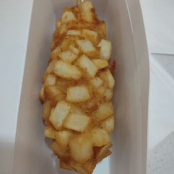Mr.Cow-Ala Moana - Potato with cheese in the middle! This was so good and filling - Hot Dogs Near Me - Honolulu, Hawaii