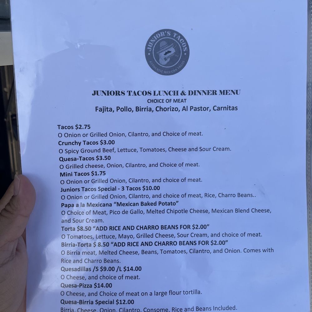 Juniors Tacos - Menu - Food Trucks Near Me - Houston, Texas Juniors Tacos - Menu - Food Trucks Near Me - Houston, Texas
