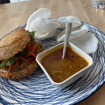 Mai Mai Viet Street Kitchen - Pho brisket hollowed dough sandwich (think Vietnamese sloppy Joe) - Vietnamese Near Me - Edmonton, Alberta Mai Mai Viet Street Kitchen - Pho brisket hollowed dough sandwich (think Vietnamese sloppy Joe) - Vietnamese Near Me - Edmonton, Alberta