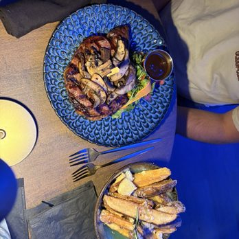 Pryme - 16oz ribeye with mushrooms and truffle steak fries - Soul Food Near Me - Greensboro, North Carolina