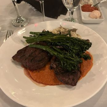 Firefly - Rack of Elks with mushroom risotto and broccolini - Steakhouses Near Me - Panama City Beach, Florida