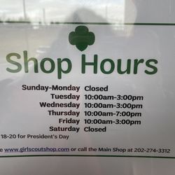 Girl Scout Shop - 2023 winter shop hours