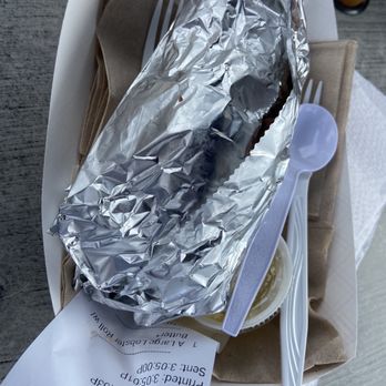 James Hook & Co - a hot dog wrapped in aluminum foil - Seafood Near Me - Boston, Massachusetts