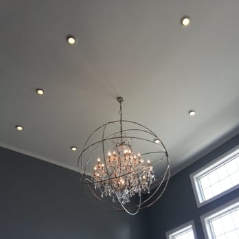 VJR Electrical Contractor - Installed 10 recess light and a 4 foot wide chandelier with a custom lift in a 25 foot high ceiling. - Electricians Near Me - Edison, New Jersey VJR Electrical Contractor - Installed 10 recess light and a 4 foot wide chandelier with a custom lift in a 25 foot high ceiling. - Electricians Near Me - Edison, New Jersey