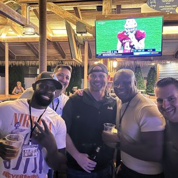 Waverly Beach - Part of the crew LP at the HS Reunion chilling at the outside Tiki hut bar - American Near Me - Menasha, Wisconsin