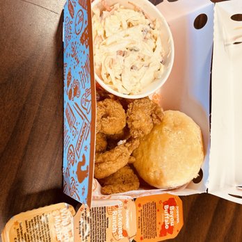 Popeyes Louisiana Kitchen - Scrumptious, delicious buttery biscuit.  6-8 lightly battered fried Shrimp with delicious Coleslaw and my favorite sauces. - Chicken Wings Near Me - Springfield, Massachusetts