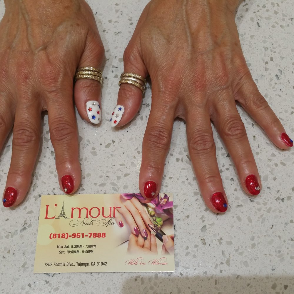 L'Amour Nails Spa - Great job! Tanya  Love my 4th of July nails. - Nail Salons Near Me - Tujunga, California