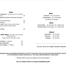 Pebblebrook Grill - Menu beginning 1/12/23
