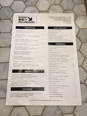 Menu photo 6 Bowery to Williamsburg Melbourne, VIC Menu photo 6 Bowery to Williamsburg Melbourne, VIC