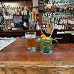 Longboard Lager with a Pina Colada. Longboard Lager with a Pina Colada.