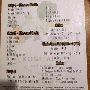 Kogi Aina - Menu - Hot Pot Near Me - Kaneohe, Hawaii