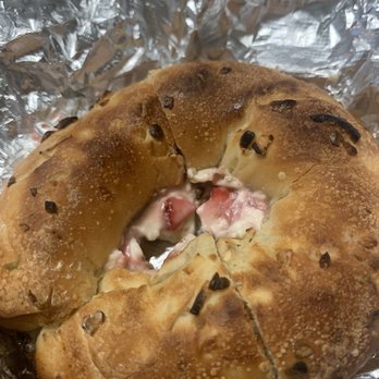 Bixby Joe - Onion bagel with fresh strawberry cream cheese - Coffee & Tea Near Me - Long Beach, California