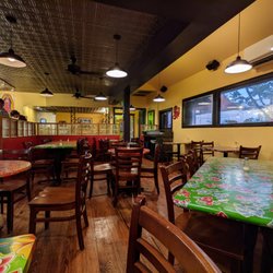 Carrburritos - Inside. Dining room. Facing towards entrance. Fast-casual restaurant setup.