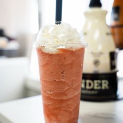 Deep Routes Coffee - Strawberry Banana Smoothie with Whip Cream