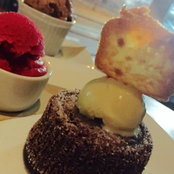 Miller Union - Chocolate soufflé a la mode w coconut garnish and raspberry sorbet. - Southern Near Me - Atlanta, Georgia Miller Union - Chocolate soufflé a la mode w coconut garnish and raspberry sorbet. - Southern Near Me - Atlanta, Georgia