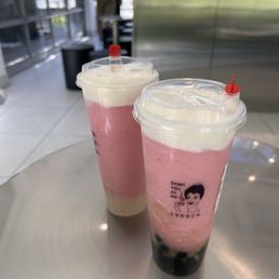 Pink Lychee Smoothie Topped w/ Cheese Foam Pink Lychee Smoothie Topped w/ Cheese Foam