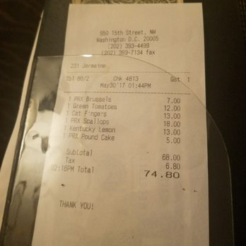 Georgia Brown's - Bill for two people included 1 mixed drink, 2 appetizers, 2 entrees, and 2 desserts which were large enough to share between four people. - Southern Near Me - Washington, DC, District of Columbia Georgia Brown's - Bill for two people included 1 mixed drink, 2 appetizers, 2 entrees, and 2 desserts which were large enough to share between four people. - Southern Near Me - Washington, DC, District of Columbia