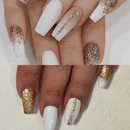 Gold and white nails Gold and white nails
