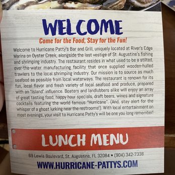 Hurricane Patty's - Menu - American Near Me - St. Augustine, Florida Hurricane Patty's - Menu - American Near Me - St. Augustine, Florida
