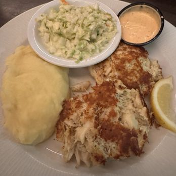 Waterman's Surfside Grille - Crab cake with mashed potatoes and coleslaw - Bars Near Me - Virginia Beach, Virginia Waterman's Surfside Grille - Crab cake with mashed potatoes and coleslaw - Bars Near Me - Virginia Beach, Virginia