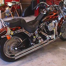 My 97 Softail Custom with my Airbrushes Flames My 97 Softail Custom with my Airbrushes Flames