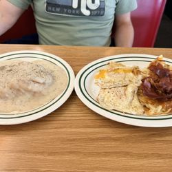Dagwood’s - The Biscuits and Gravy special- a half order of biscuits and gravy, eggs over medium, hash browns and bacon